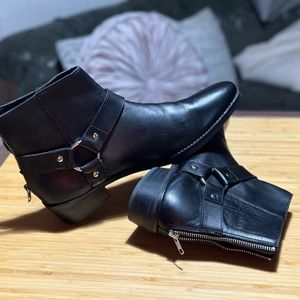 Black Leather Chelsea Boot with Harness